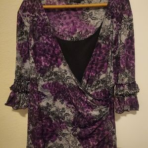 Style & Co. Rich Purple Print Blouse